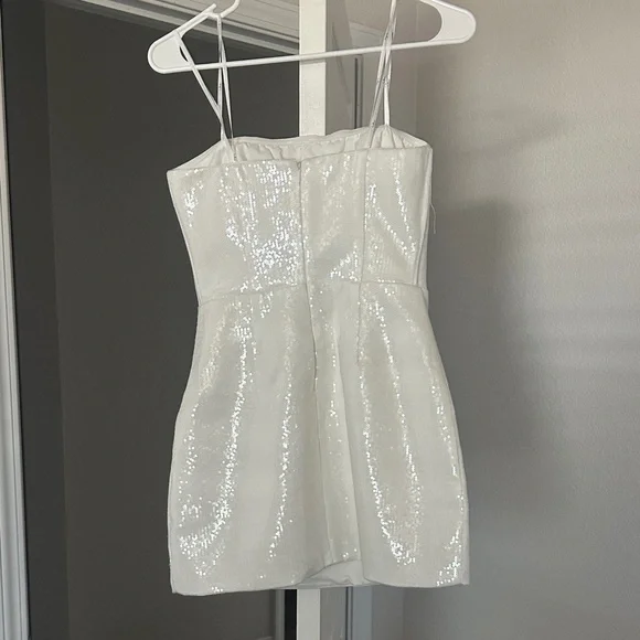Lulu's Pristine Dazzle Ivory Sequin Strapless Mini Dress - Picture 4 of 5